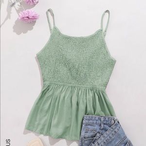 Mint Green Plus Solid Tie Back Cami Top